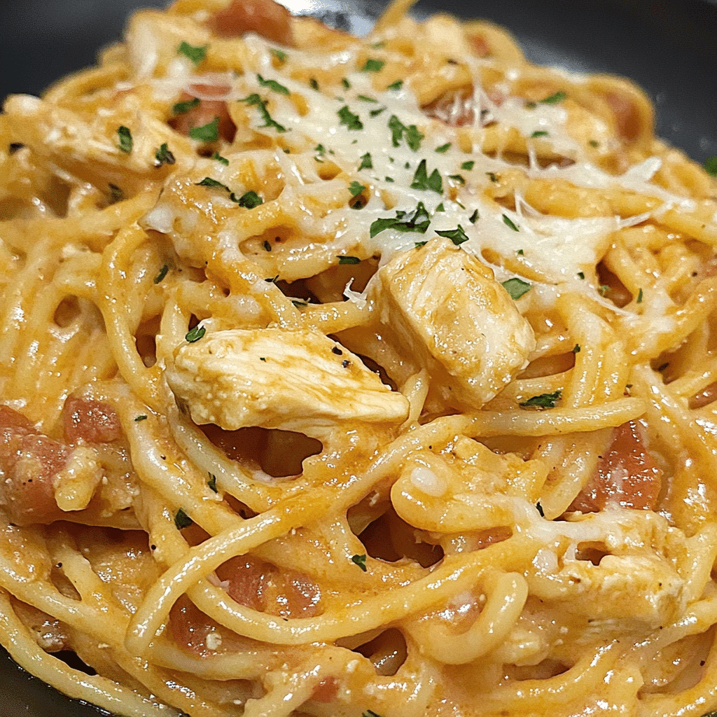 Crockpot Cheesy Chicken Spaghetti