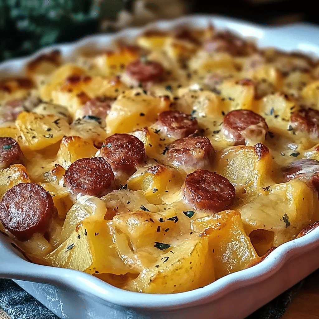 Kielbasa Sausage Cheesy Potato Casserole Recipe