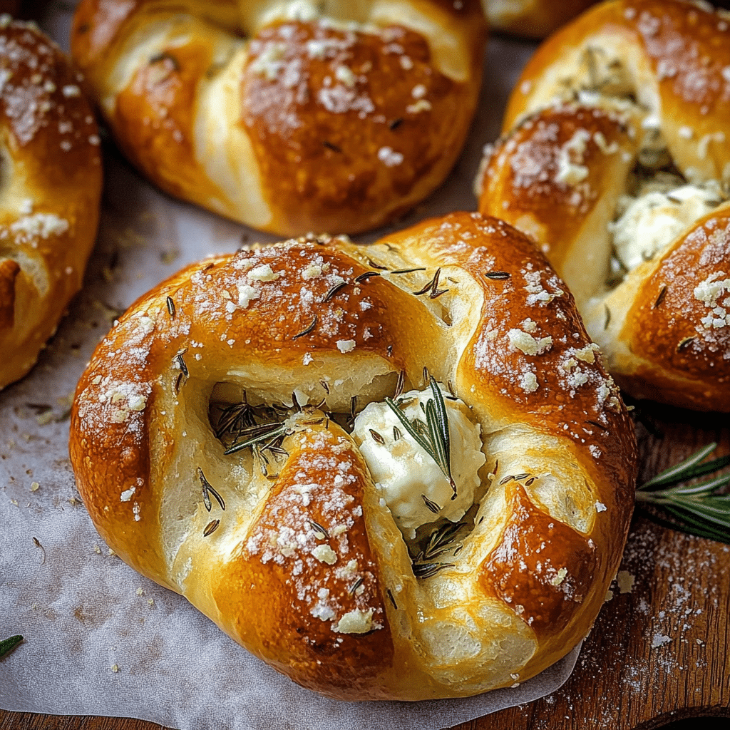 Mozzarella Stuffed Rosemary Parmesan Soft Pretzels Recipe