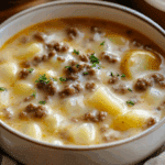 Cheesy Hamburger Potato Soup Recipe