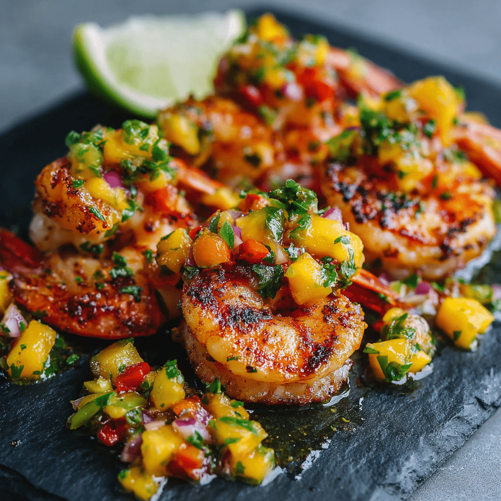 Grilled Chili Lime Shrimp with Mango Salsa