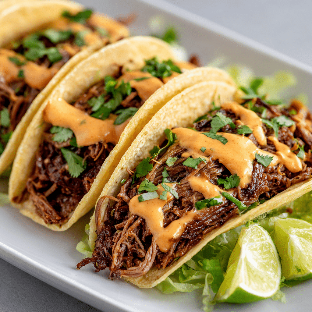 Shredded Beef Tacos with Chipotle Sauce