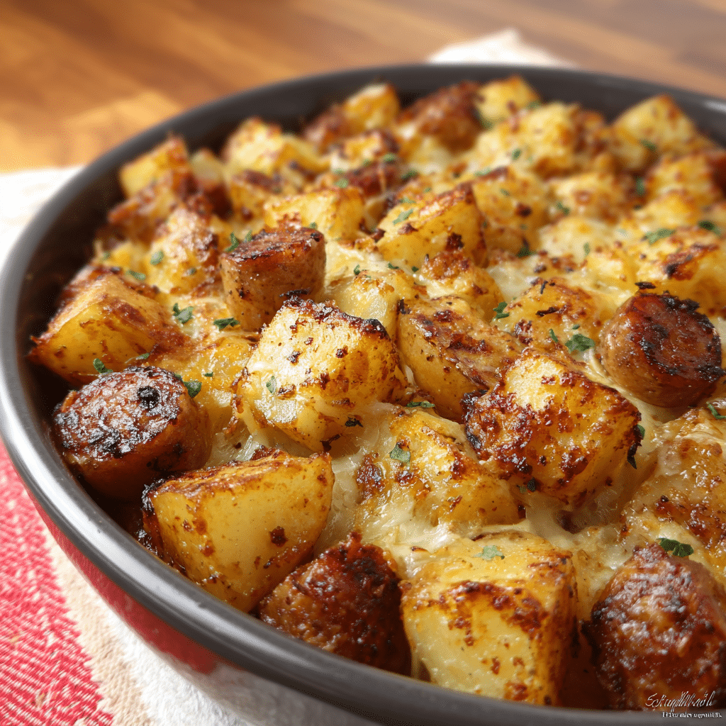 Cheesy Ranch Potatoes & Sausage Bake
