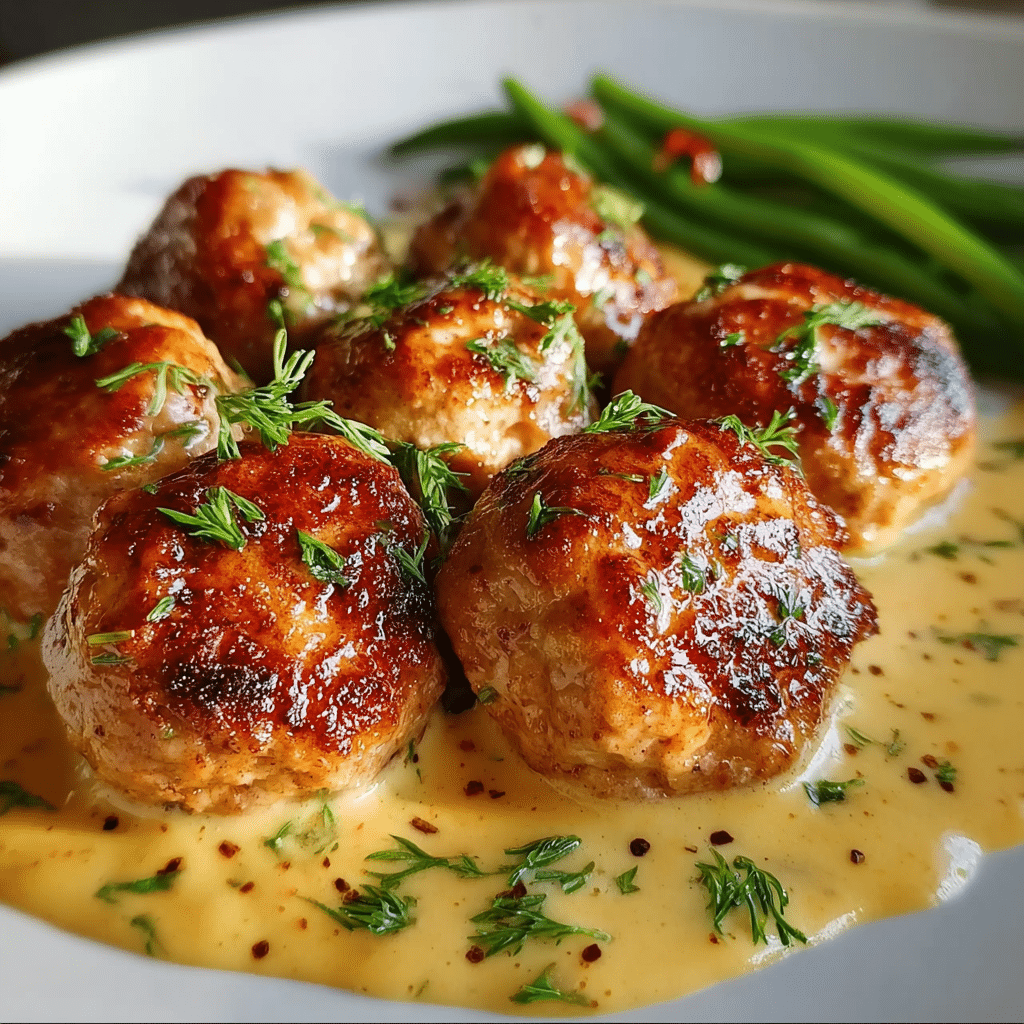 Chicken Meatballs with Honey Mustard Sauce