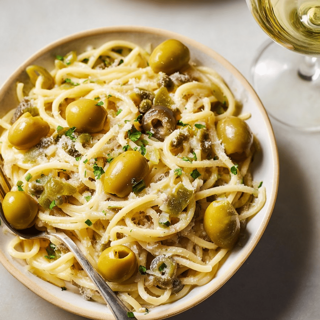 Dirty Martini Pasta with Olives