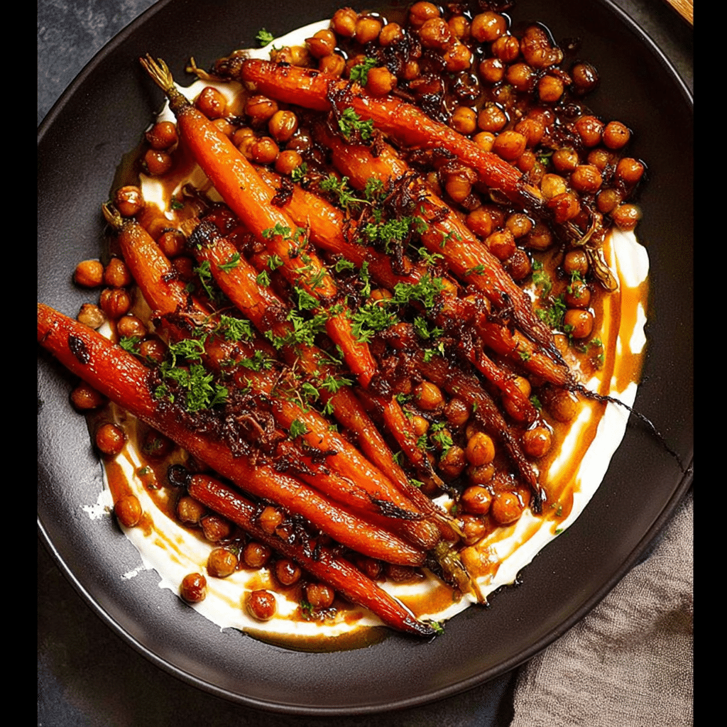 Maple Roasted Carrots with Chickpeas