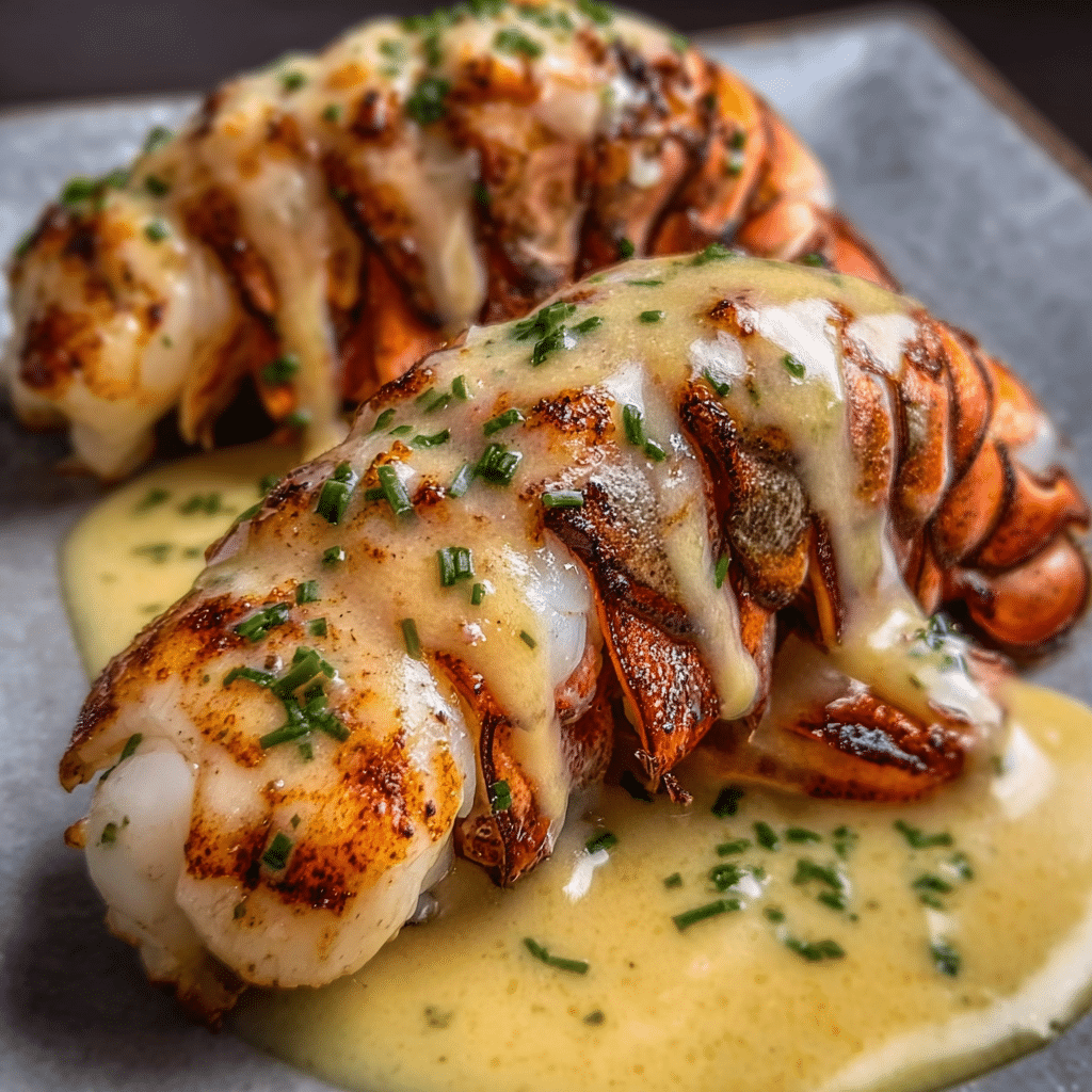 Butter-Seared Lobster Tails with Garlic Cream Sauce