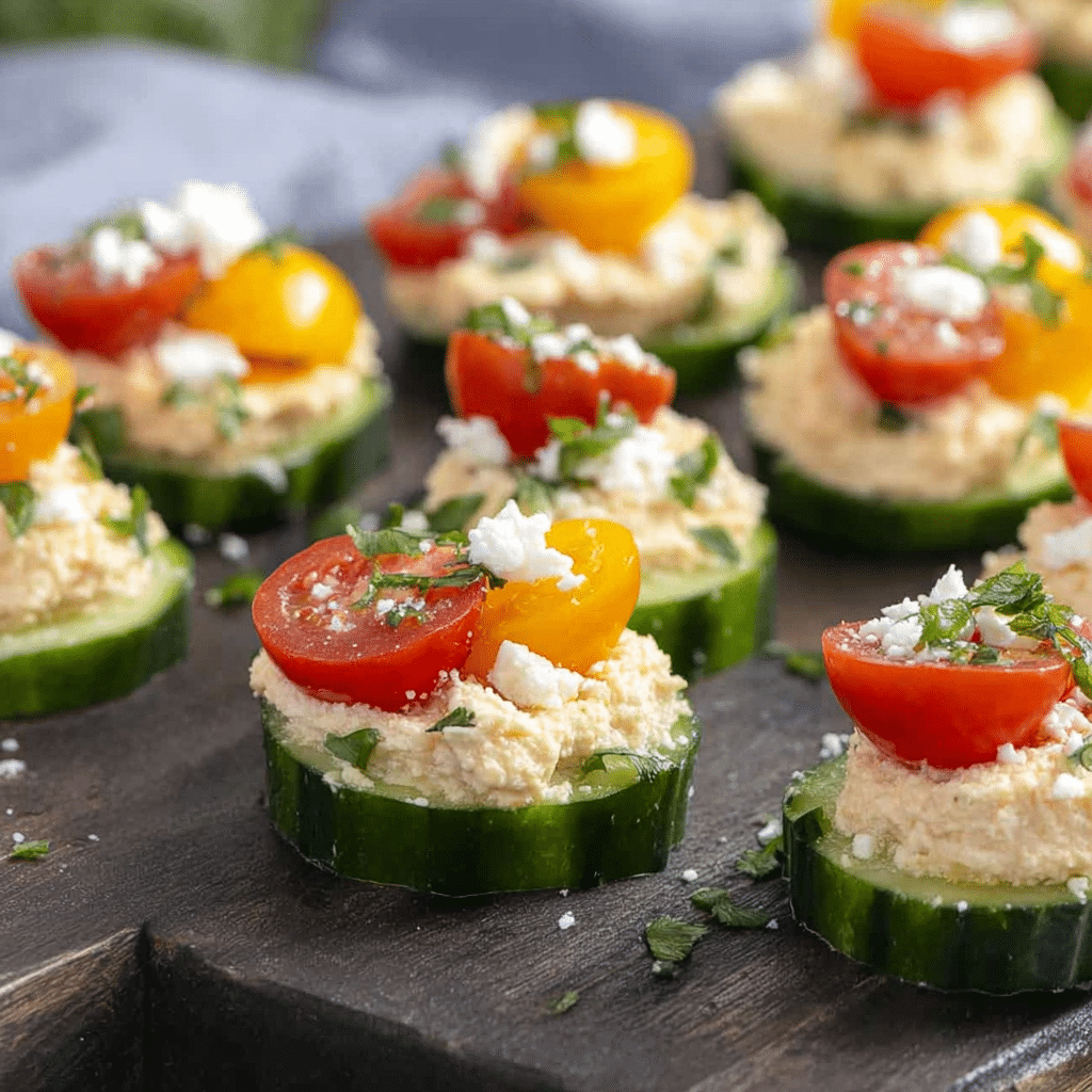 Cucumber Hummus Bites