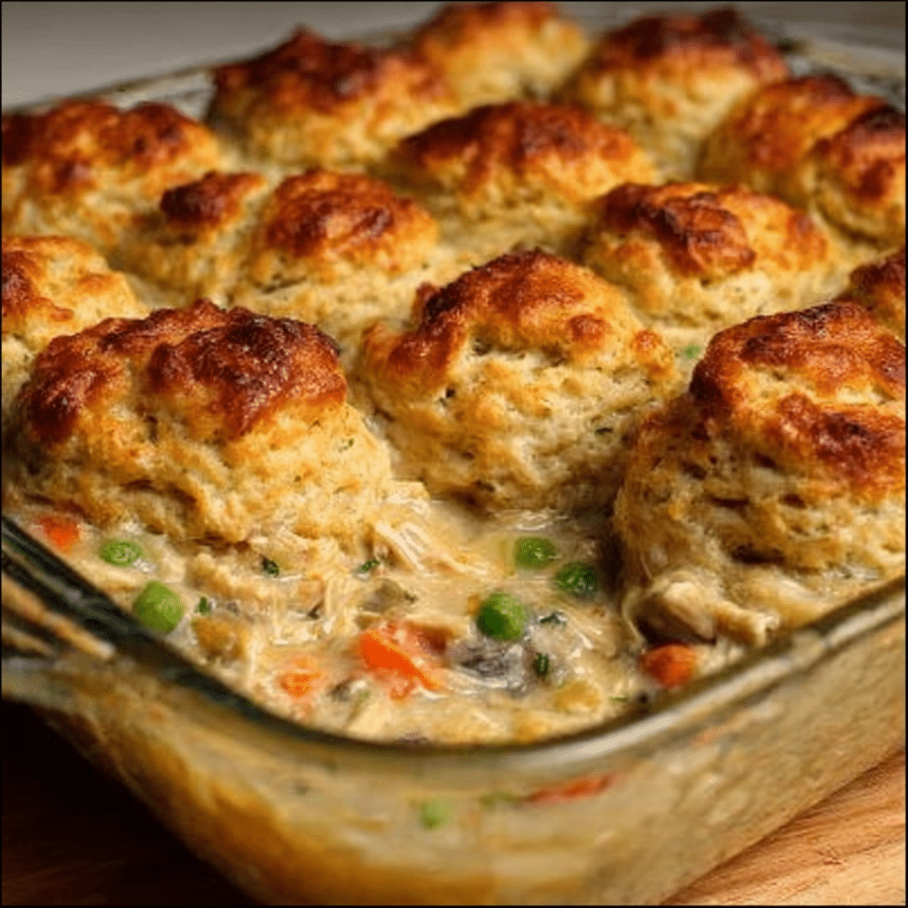 Chicken Mushroom Pot Pie with Cheddar Sage Biscuits