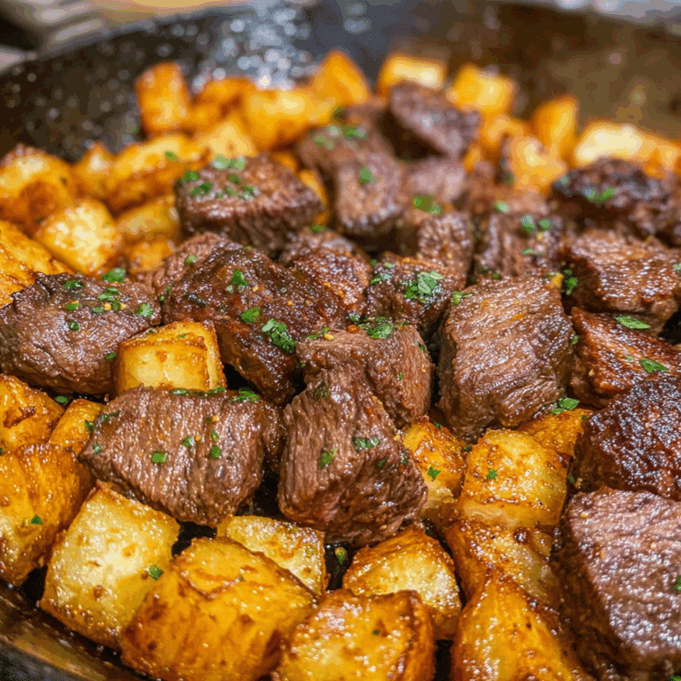 Garlic Butter Steak Bites with Crispy Potatoes