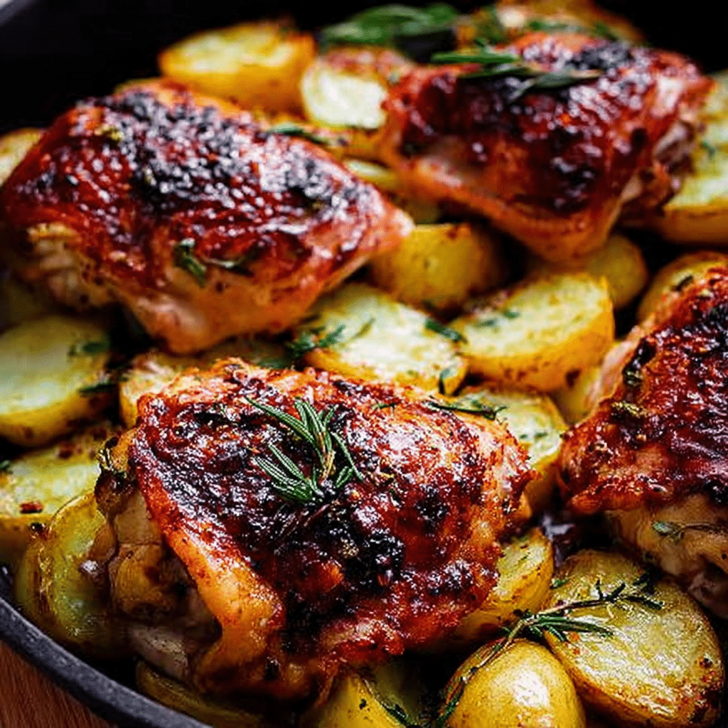 Oven Roasted Chicken Thighs with Potatoes