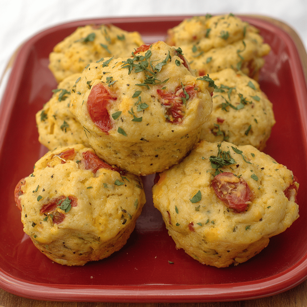 Savory Cheese Muffins with Tomatoes and Fresh Herbs