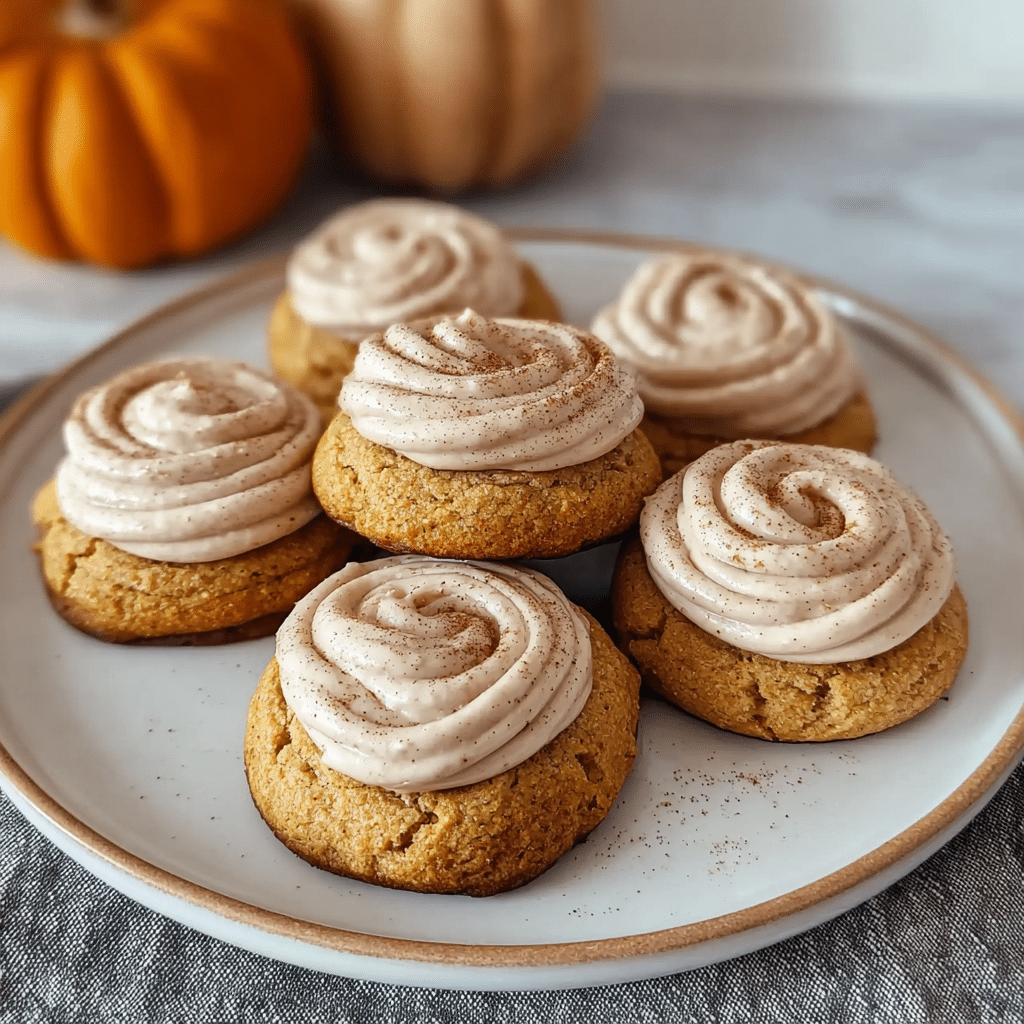 Soft Pumpkin Cookies with Cinnamon Frosting