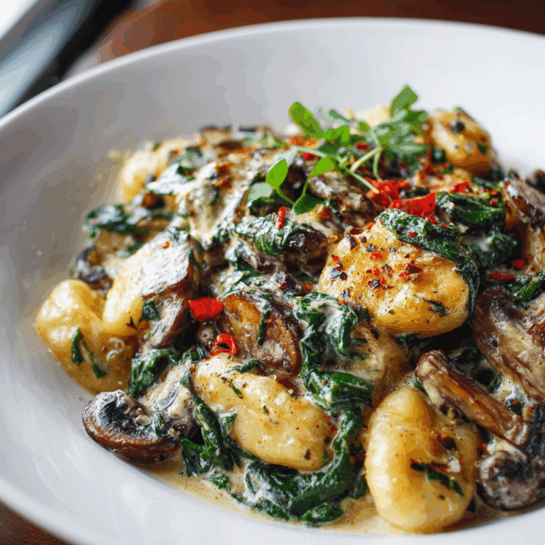Spinach and Mushroom Gnocchi