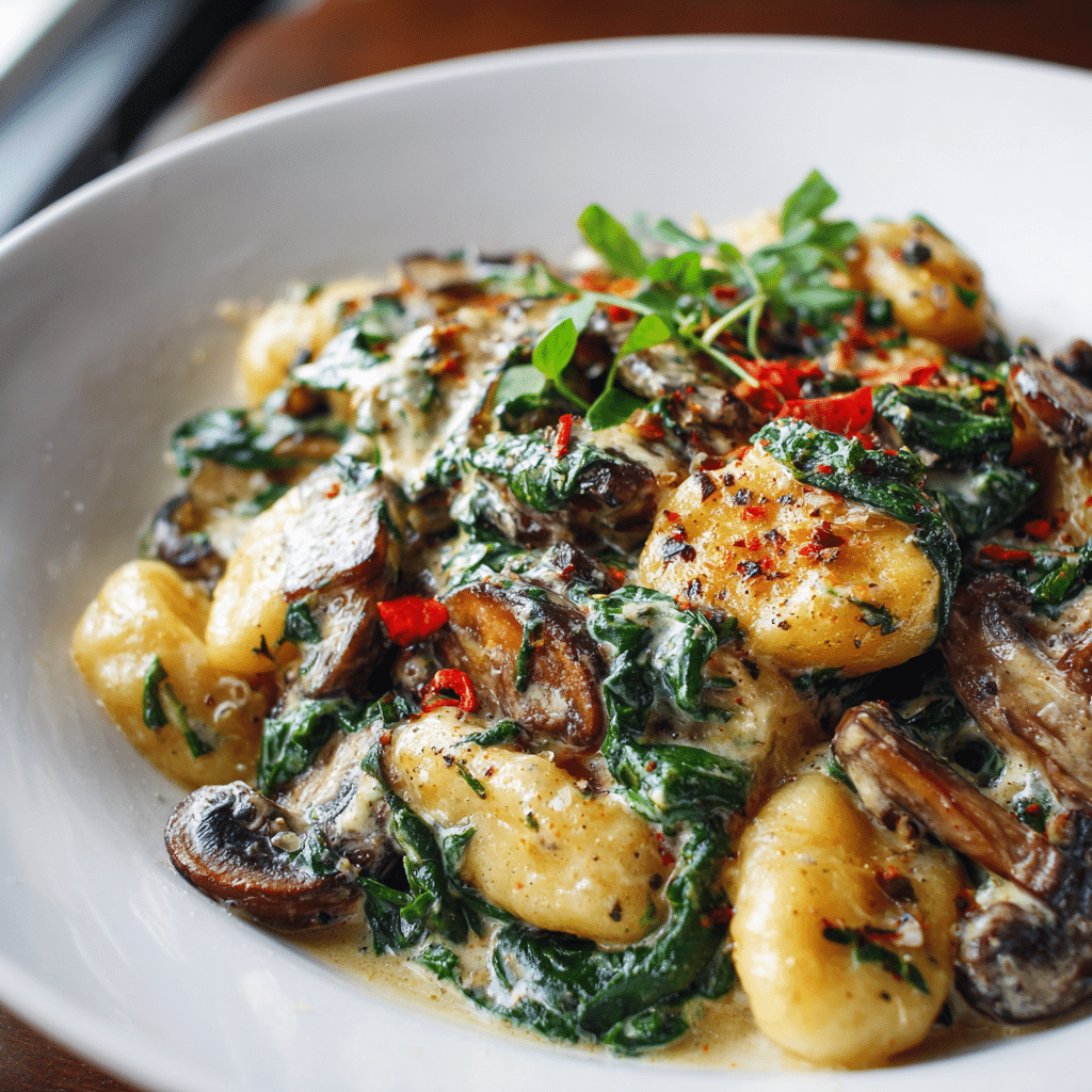 Spinach and Mushroom Gnocchi