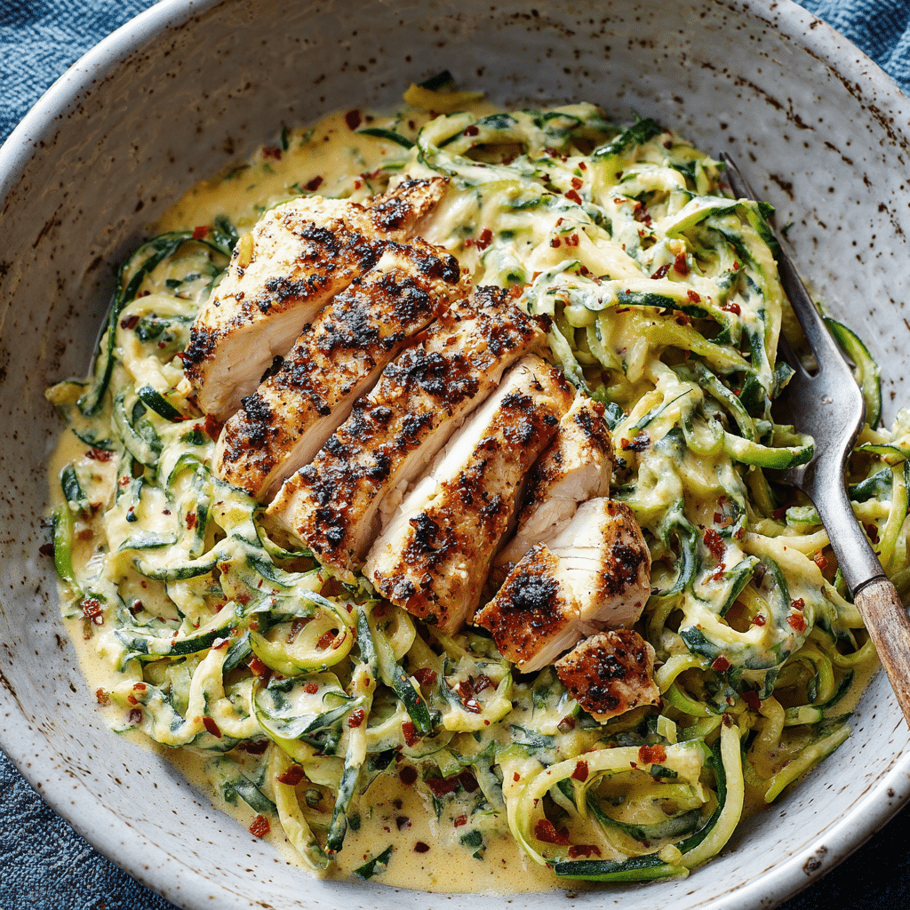 Zucchini Noodle Chicken Alfredo